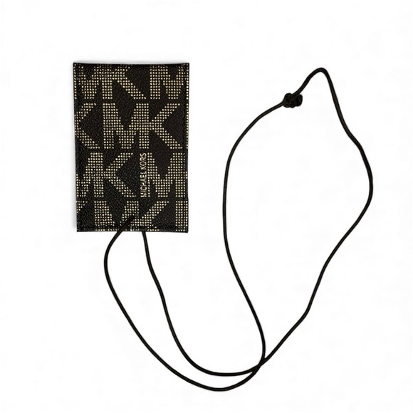 💰Michael Kors Designer Black and Gold Lanyard Card ID Holder - Picture 2 of 5